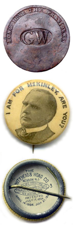 Badge pour l'élection de George Washington - Badge pour la campagne présidentielle de McKinley Badge pour l'élection de George Washington - Badge pour la campagne présidentielle de McKinley