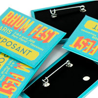 badges rectangles personnalisés - 68x45mm - rhum fest
