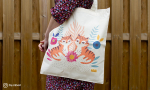 Sac tote bag.
Visuel : 'Illustration vectorielle de tigres et fleurs colorées'.