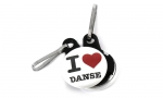 Tirettes blanches 25mm.
Visuel : 'I love danse.'
