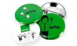 Panachage de badges ronds 32mm. 
Différents visuels : 'Logo Spotify.'