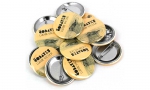 Panachage de badges ronds 38mm. 
Visuel : 'Logo Les Cobates, Ludovik Valculik.'