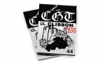 Panachage de badges rectangles 45x68mm sur fond métal.
Visuel : 'La CBT, UL Clisson, Hellfest 2013.'
