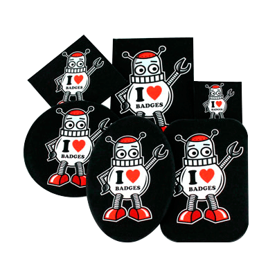 Badges avec pelliculage mat
