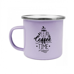 Mug vintage violet émaillé avec rebord acier
