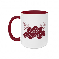 Mug blanc brillant - Anse et intérieur bordeaux