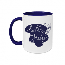 Mug blanc brillant - Anse et intérieur bleu cobalt