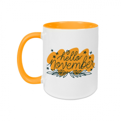 Mug blanc brillant - Anse et intérieur jaune doré