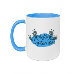 Mug blanc brillant - Anse et intérieur bleu clair