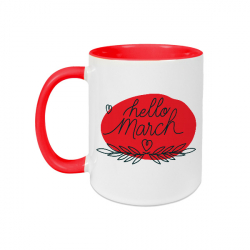 Mug blanc brillant - Anse et intérieur rouge