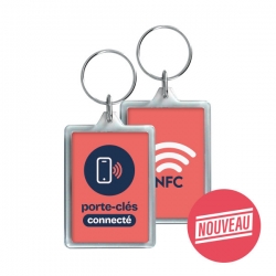 Porte-clés NFC acrylique rectangle personnalisé 50x35mm - deux faces