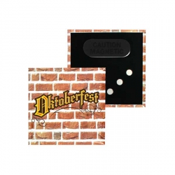 fabrication de badges carrés personnalisés 80x80mm avec attache aimantée