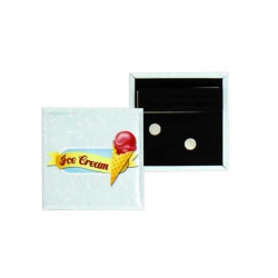 badges carrés personnalisés 52mm x 52mm avec attache aimantée double