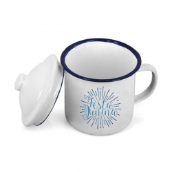 Découvrez nos mug acier blanc émaillé Mug Vintage Blanc et Bleu Emaillé Personnalisés Impression Couleur