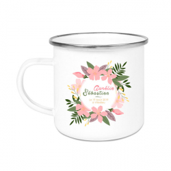 Découvrez nos mug vintage bord acier Mug Blanc Emaillé avec Rebord Argenté - Impression Couleur