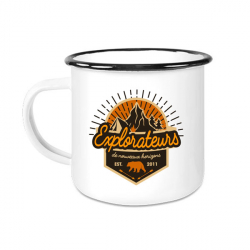 Découvrez nos mug vintage bord noir Mug Blanc Emaillé avec Rebord Noir - Impression Couleur