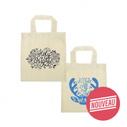Découvrez nos sac coton mini 2 faces Mini Sac Coton Ecru 100% Coton Personnalisés - Impression Couleur 2 Faces