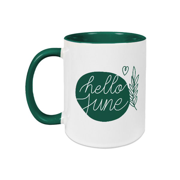 Mug blanc brillant - Anse et intérieur vert foncé