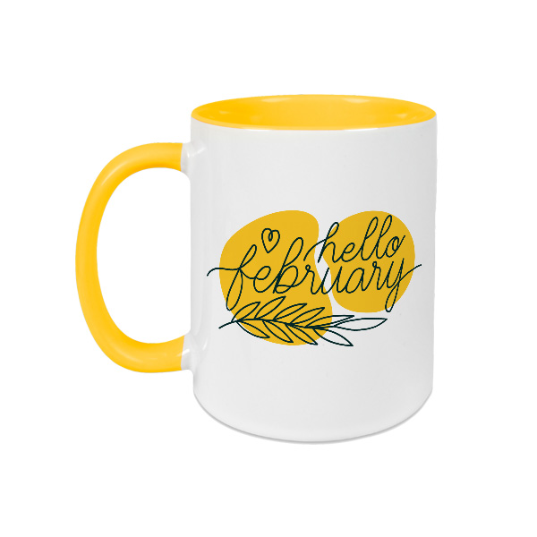 Mug blanc brillant - Anse et intérieur jaune clair